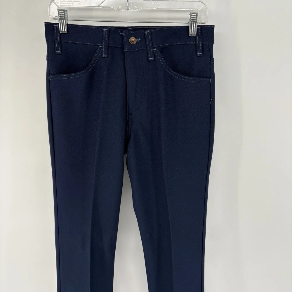 New VTG 70s Levis Saddle Man Jeans Western‎ Cowboy Polyester Pleated Pants 30X34